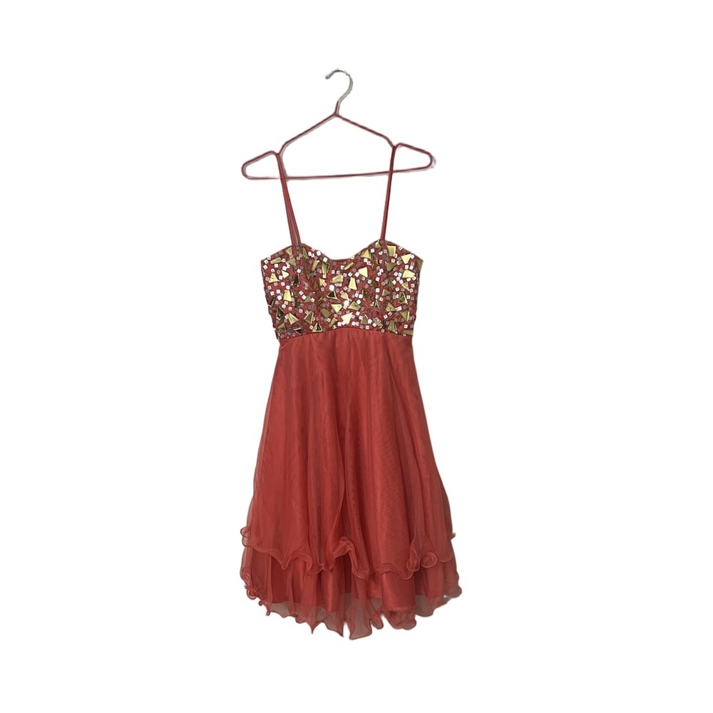 Ixora Coral Sequin Embellished Dress